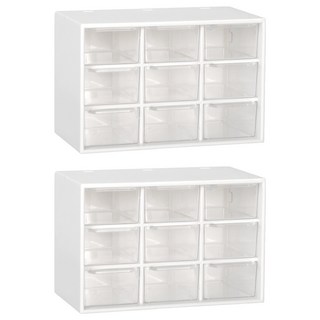 小物抽屜收納盒 Set 2個 18 x 9.8 x 12cm, 白色, 9格