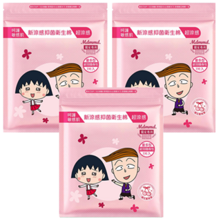 Mdmmd. 明洞國際 新涼感抑菌量多型衛生棉 超涼感櫻花蜜桃香 櫻桃小丸子聯名款 28cm, 量多型 28cm, 7片, 3包