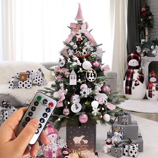 조아트 크리스마스 트리 전구 장식 풀세트 + 리모컨, 마가렛핑크, 1.3m