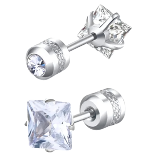 耀眼美人 閃耀公主方75分鋯石醫療鋼不鏽鋼耳環