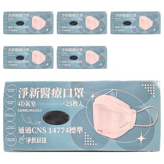 淨新科技 成人4D醫療口罩, 25片, 6盒, 鐵灰色