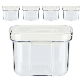 FANCY LIFE 旋轉式密封防潮罐 小款, 5 個容器 + 5 個蓋子, 5個