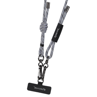 RONEVER 手機編織掛繩, 黑色 + 白色, 1條