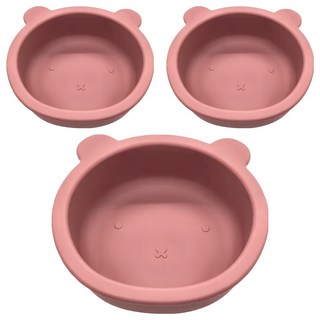 矽膠吸盤小熊碗3入組 155g 300ml, 乾燥玫瑰色, 3個