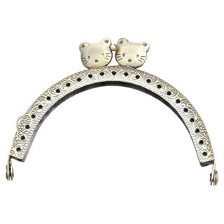 HAPPY BEARS Hello Cat 圓球復古口金框 8.5cm + 圖案, 仿古 古銅色, 2套