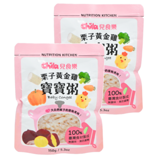 Chila 兒食樂 栗子黃金雞寶寶粥, 150g, 台灣食材, 無添加, 含紅藜麥, 五穀根莖蔬果, 營養均衡, 栗子黃金雞, 2包