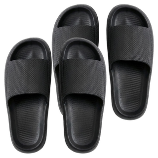 Life Lance 居家辦公室EVA靜音緩震室內拖鞋, 2雙, 04 黑色