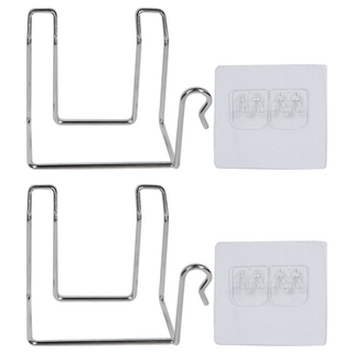 Living Home Detail 免打孔 不鏽鋼 黏貼式 吹風機掛架, 銀, 2個