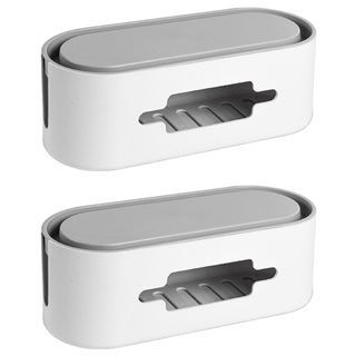 FANCY LIFE 電線收納盒, 白盒灰蓋, 2個