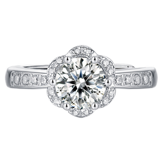 CF Diamond 女款 莫桑鑽 戒指, A0605 心鑲印, 1克拉