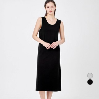 ELLE PARIS 여성용 찰랑 레이온 U넥 민소매 원피스