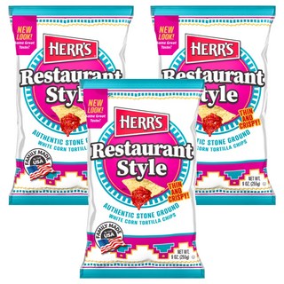 HERR'S 賀氏 Restaurant Style 原味白玉米片, 薄脆口感, 255g, 3包