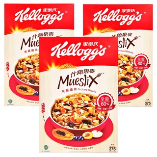 家樂氏什錦果麥 美麗纖果, 含5種穀物 全穀60% 高纖高鐵, 375g, 3盒