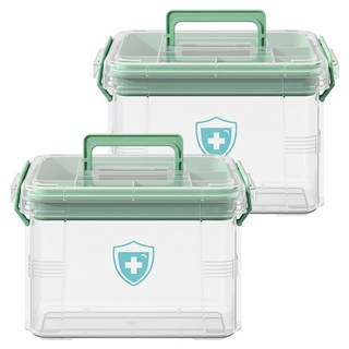 德利生活 雙層家庭醫藥箱 特大, 透明色, 2個