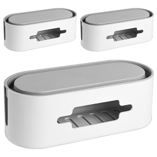 FANCY LIFE 電線收納盒, 白盒灰蓋, 3個