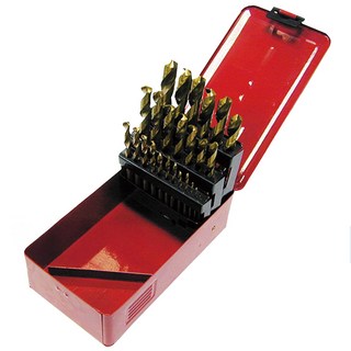Octopus 章魚牌 25件組 HSS 4241高速鋼鍍鈦鑽頭 1~13mm 鐵盒裝, 1組