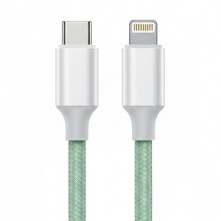 蘋果快充線彩色编織線 Type-C-Lightening, 100cm, 湖綠色, 1條