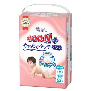 GOO.N 大王 日本境內版 SJ柔觸肌系列褲型尿布 6~12kg, M, 52片