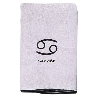 愛北鼻 珊瑚絨星座浴巾毛巾 140 x 70cm, 淺灰/巨蟹座, 1條