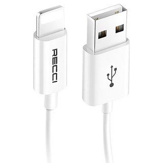 Recci iPhone 大白快充線 系統兼容 耐折耐彎, 1.5m, 白色, 1條