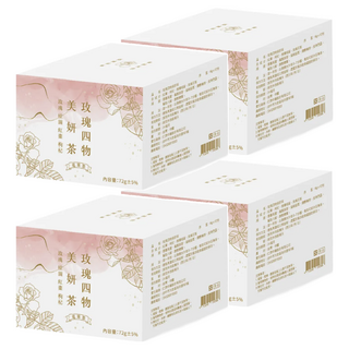 女神殿 玫瑰四物美妍茶，4 in 1 養生茶飲，獨立包裝，可見材料，茶香清甜, 6g, 12包, 4盒