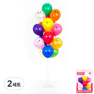 파티쇼 풍선 꽂이 장식 160cm 19p + 스마일 인쇄 풍선 20p 세트, 랜덤발송(풍선), 2세트