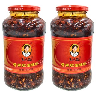 老干媽 香辣脆油辣椒 洋蔥香 花椒麻 焦香甘美, 670g, 2罐