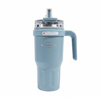 Sitarayuri 304不鏽鋼手提吸管杯, 藍色, 1.1L, 1個