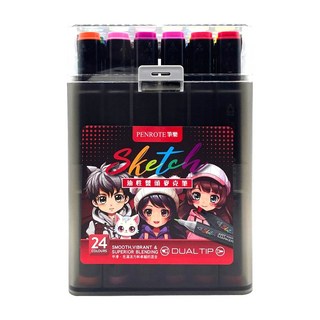 Sketch 24色油性雙頭麥克筆 PE1441, 多色, 1盒
