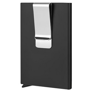 鋁合金自動彈出式防盜信用卡卡盒, 6.3 x 9.5cm, 黑色