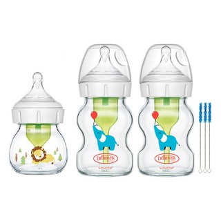 닥터브라운 데코 유리 젖병 와이드넥 60ml + 150ml x 2p 세트, P단계, 1단계(신생아용), 혼합색상, 1개