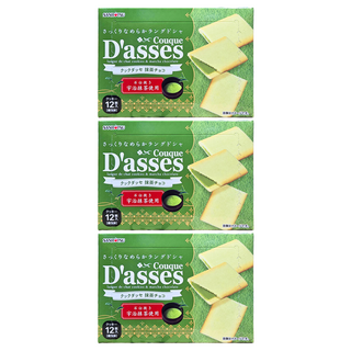 SANRITSU 三立製菓 D'asses 抹茶風味薄燒餅, 宇治抹茶使用, 12枚入, 78g, 3盒