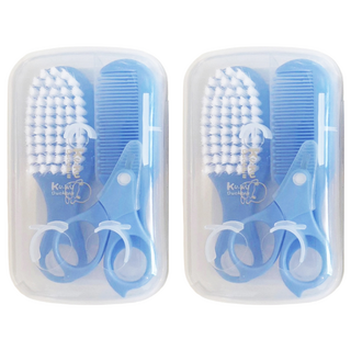 KU.KU Duckbill 酷咕鴨 嬰兒髮梳剪刀組 符合人體工學設計 安全圓角設計, 藍色, 2組
