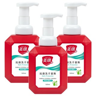美琪 抗菌洗手慕斯 淨味防護 添加橘油＋薄荷精油, 500ml, 3瓶