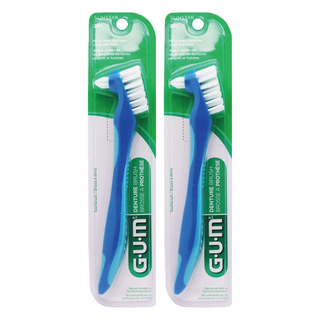 SUNSTAR 三詩達 G.U.M 雙頭假牙專用 假牙清潔刷 假牙刷 假牙清潔 義齒刷 顏色隨機, 1入, 2支