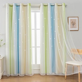 小銅板 雙層簍空窗廉 2片, 黃綠色