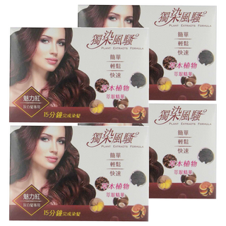 獨染風騷 泡泡染髮乳 Set 灰白髮專用 15分鐘完成染髮, 2H魅力紅, 4盒