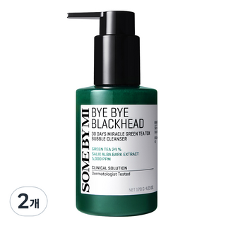 SOME BY MI Bye Bye黑頭30天奇蹟綠茶排毒泡泡潔面乳, 2個, 120g