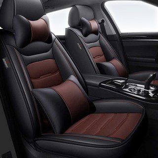 오토핏 4D 입체 가죽 시트커버 전좌석+쿠션 세트, 블랙브라운, 1개
