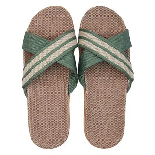 交叉編織亞麻拖鞋 - 23cm 100%亞麻, 翠綠色, 35~36, 1雙