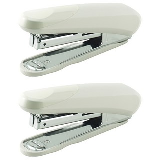PLUS 普樂士 舒適訂10號訂書機 ST-010RB 流線造型 人體工學設計 附有拇指按壓凹槽 底部附有除針器 底座拉開可當圖釘使用, 白色, 2個