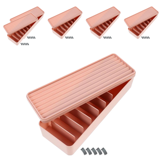 Couselect 多功能分格線材收納盒 附魔鬼氈綁帶, 6個, 粉色