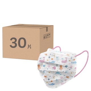 CHACER 佳和口罩 海底世界系列 幼童平面醫用口罩, 珊瑚粉, 1盒, 30片