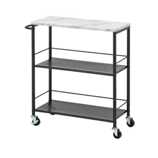 ikloo 宜酷屋 多功能三層扶手活動餐車 63 x 25.5 x 66.5Hcm 3.3kg, 黑色, 1組