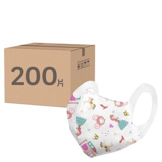順易利 幼童寬耳立體醫用口罩 XS, 公主城堡, 50片, 4盒