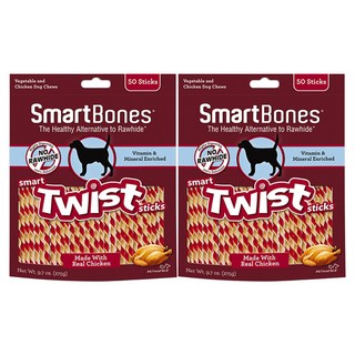 스마트본 트위스트스틱 강아지 건조간식 50p, 치킨, 275g, 2개