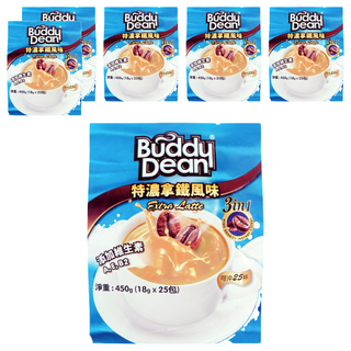 Buddy Dean 巴迪 三合一咖啡 特濃拿鐵風味 添加維生素A E B2, 18g, 25包, 6袋