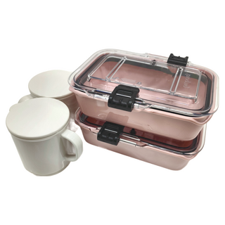 prepara 沛樂生活 食物保鮮盒700ml 杯子260ml Latchlok Color Box 美國沛樂, 2個粉色小盒 + 2個白色小杯, 1組