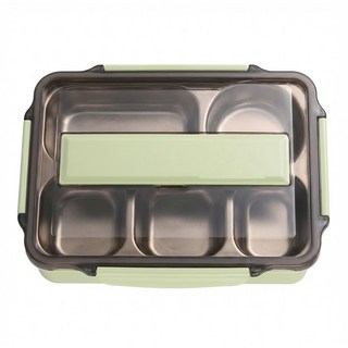 頂規不鏽鋼分隔式便當盒, 北歐綠, 1個