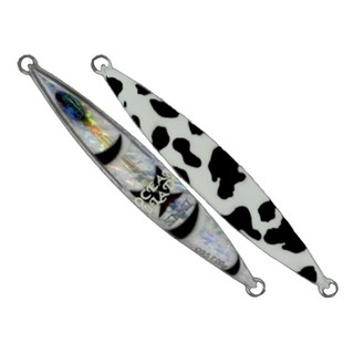 SAME 莎美 虎嘯鐵板 OCEAN BLADE Jig short SSB-01F400-05 藍夜光 Super Glow, 黑白乳牛紋夜光, 400g, 1個